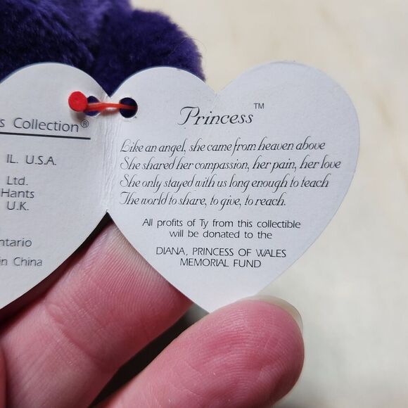 Vintage Ty "Princess Diana" Beanie Baby Bear 1997 PE Pellets Purple 472 - Picture 5 of 9
